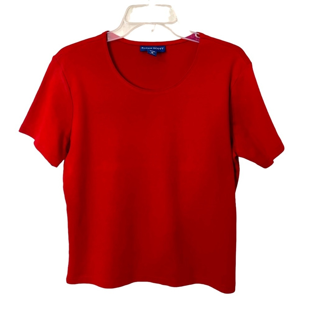 Karen Scott 100% Cotton Shirt Color Red In Perfect Condition Worn only Once☑️